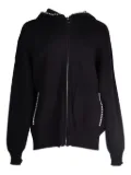 SANDRO pearl-embellished zip-front hoodie - Black