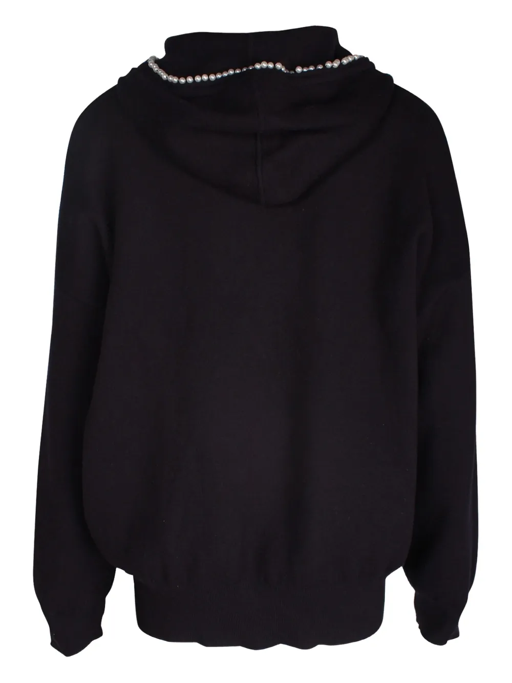 Pre-owned Sandro Pearl-embellished Zip-front Hoodie In Black