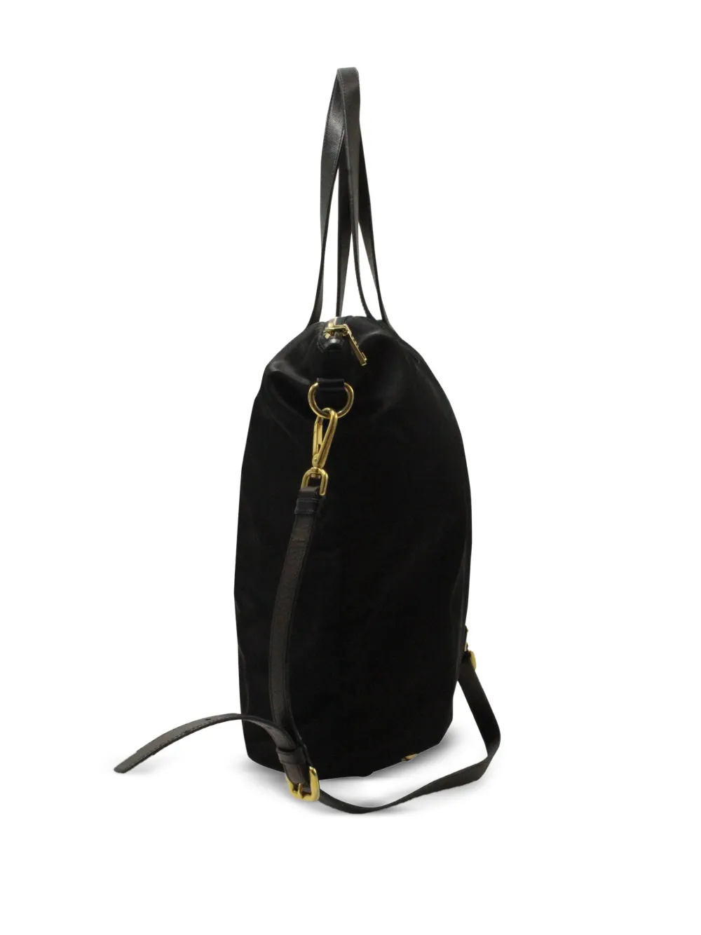 Pre-owned Prada Saffiano-trim Tote Bag In Black