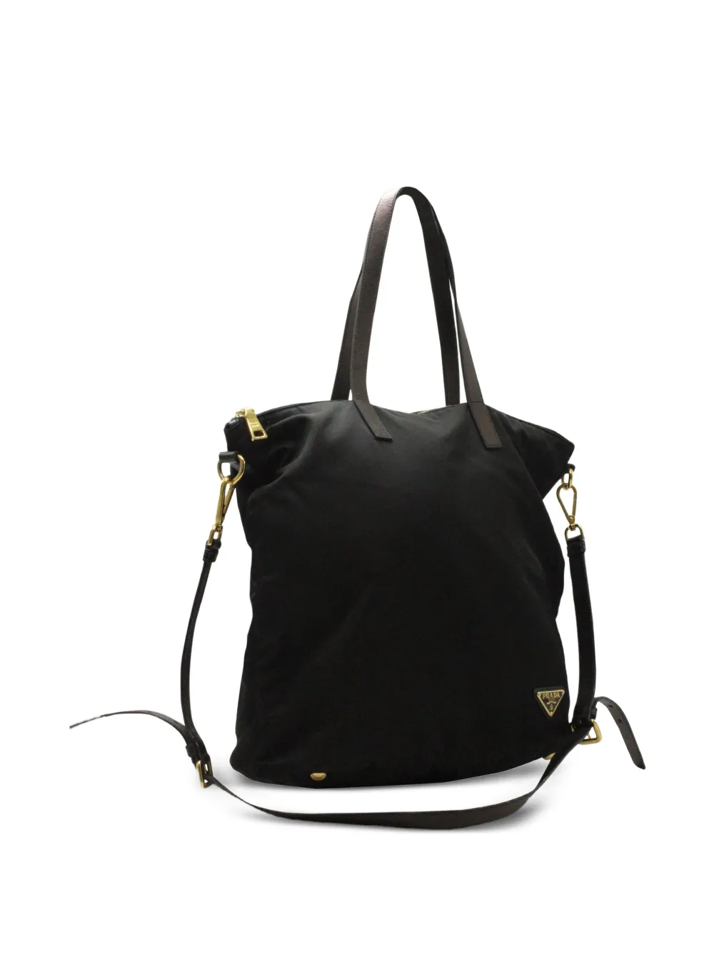 Pre-owned Prada Saffiano-trim Tote Bag In Black