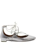 Aquazzura glitter lace-up flats - Silver