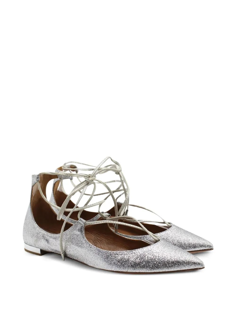 Aquazzura glitter lace-up flats | Image 2