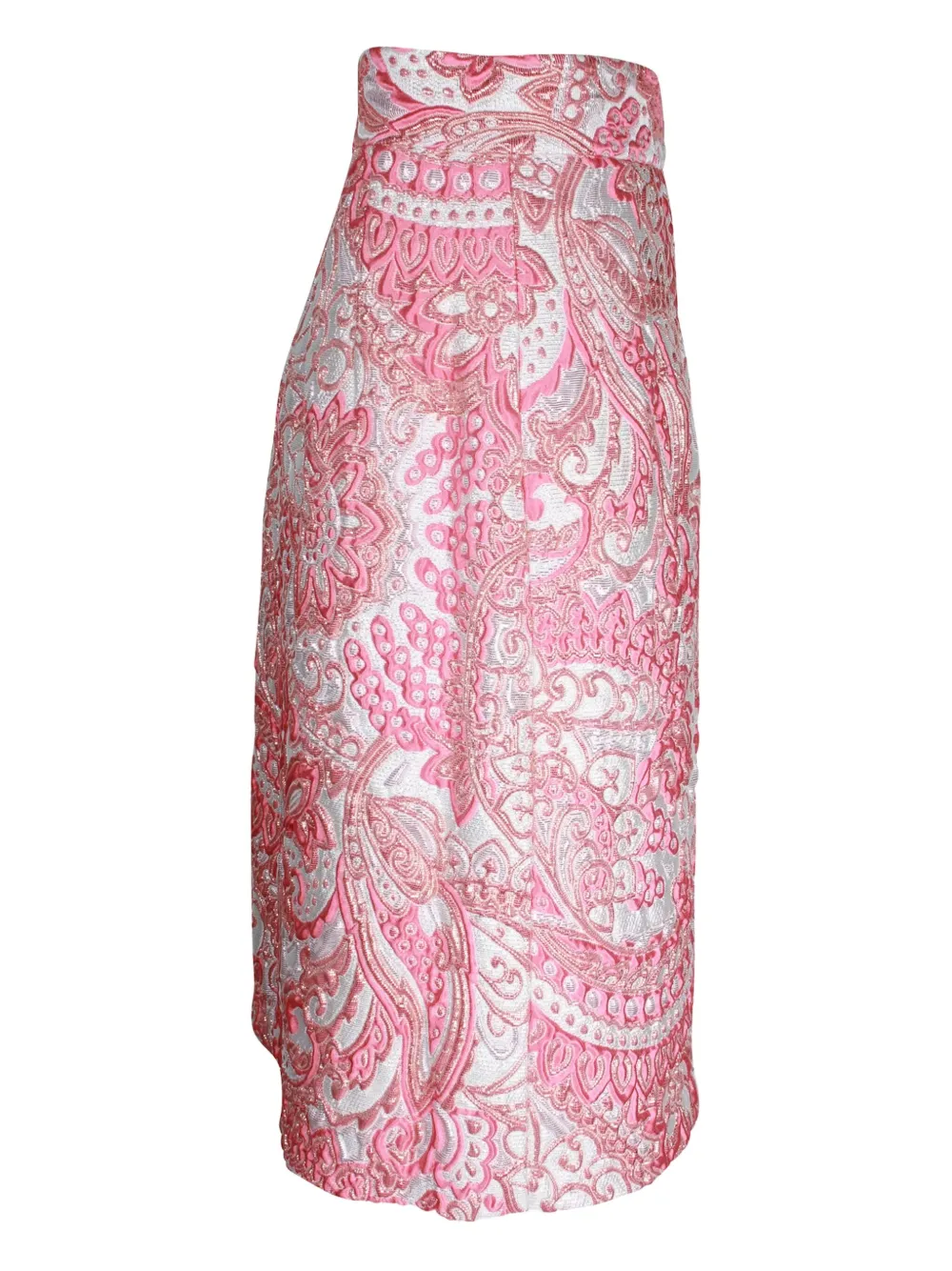 Pre-owned Dolce & Gabbana Metallic-finish Jacquard Skirt In Pink