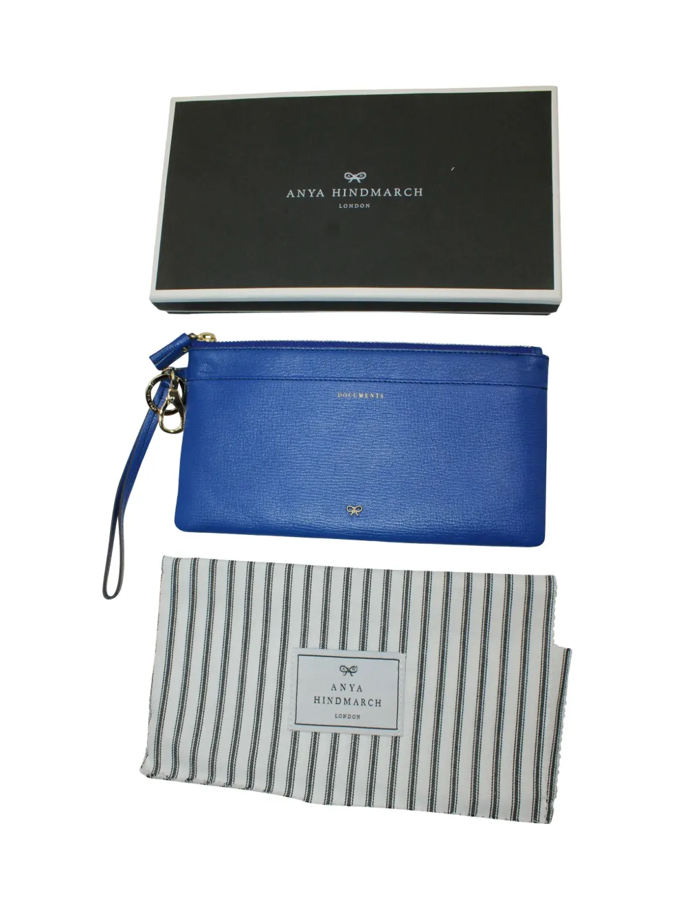 Pre-owned Anya Hindmarch Pocket Zip-top Clutch Bag In Blue