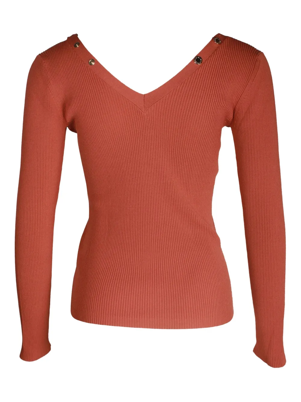 Pre-owned Sandro Justy Ribbed Stud-detail Sweater In Red