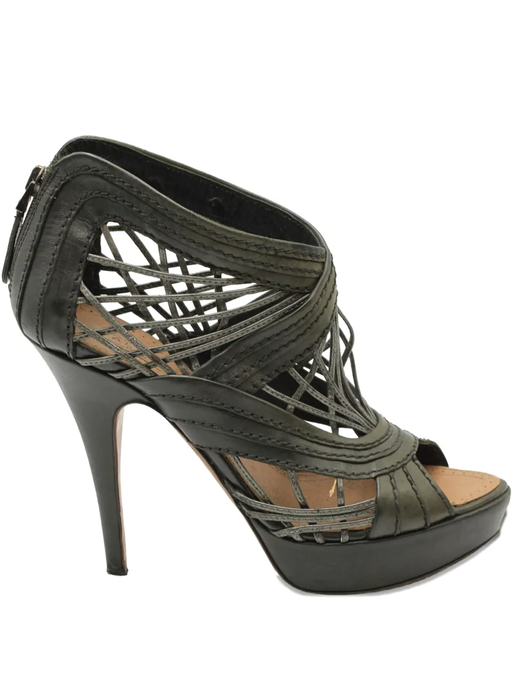 Alaïa Pre-Owned cut-out woven caged sandals - Nero