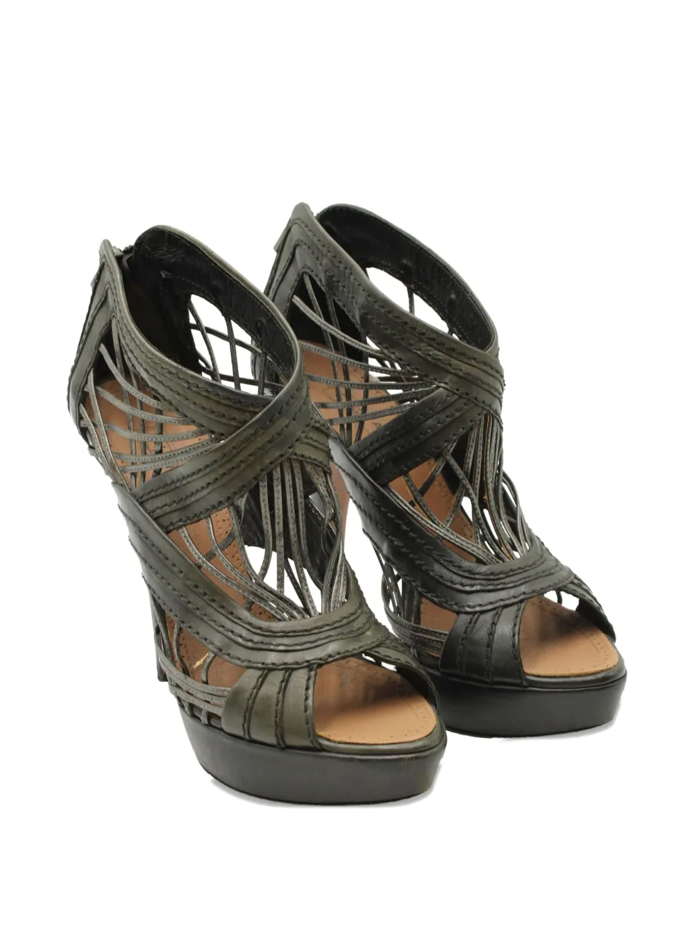 Alaïa Pre-Owned cut-out woven caged sandals - Zwart