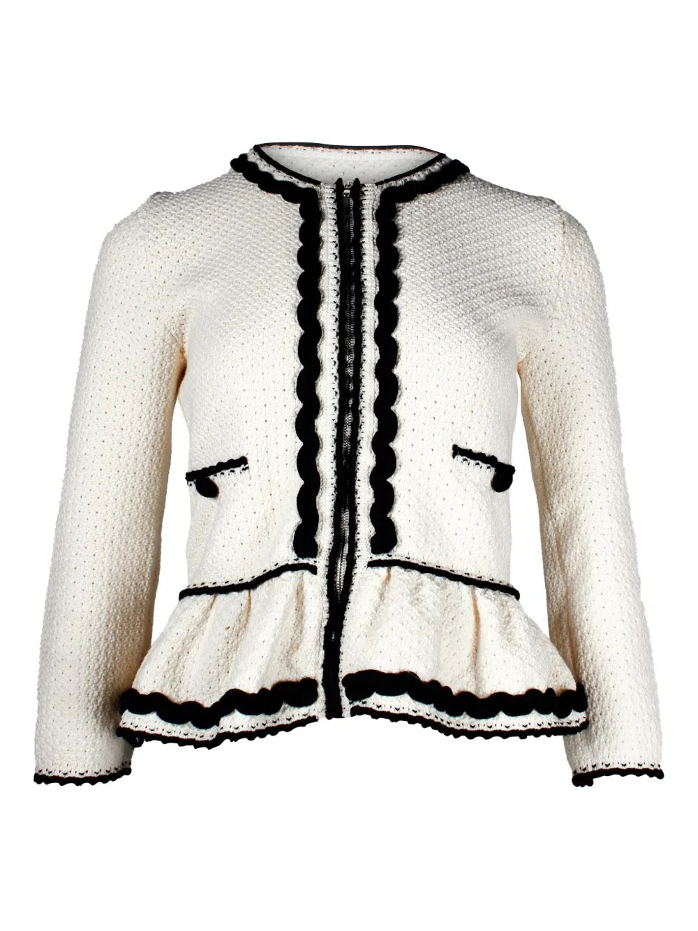 Red Valentino Vintage textured-knit peplum jacket | Neutrals | Image 1
