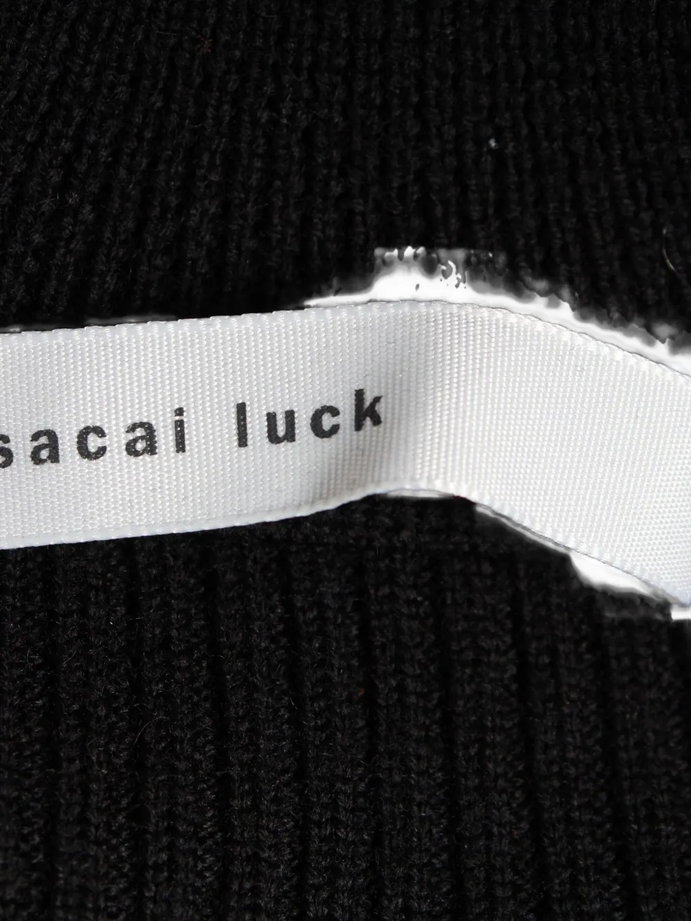 Pre-owned Sacai Textured-knit Side-slit Mini Dress In Black