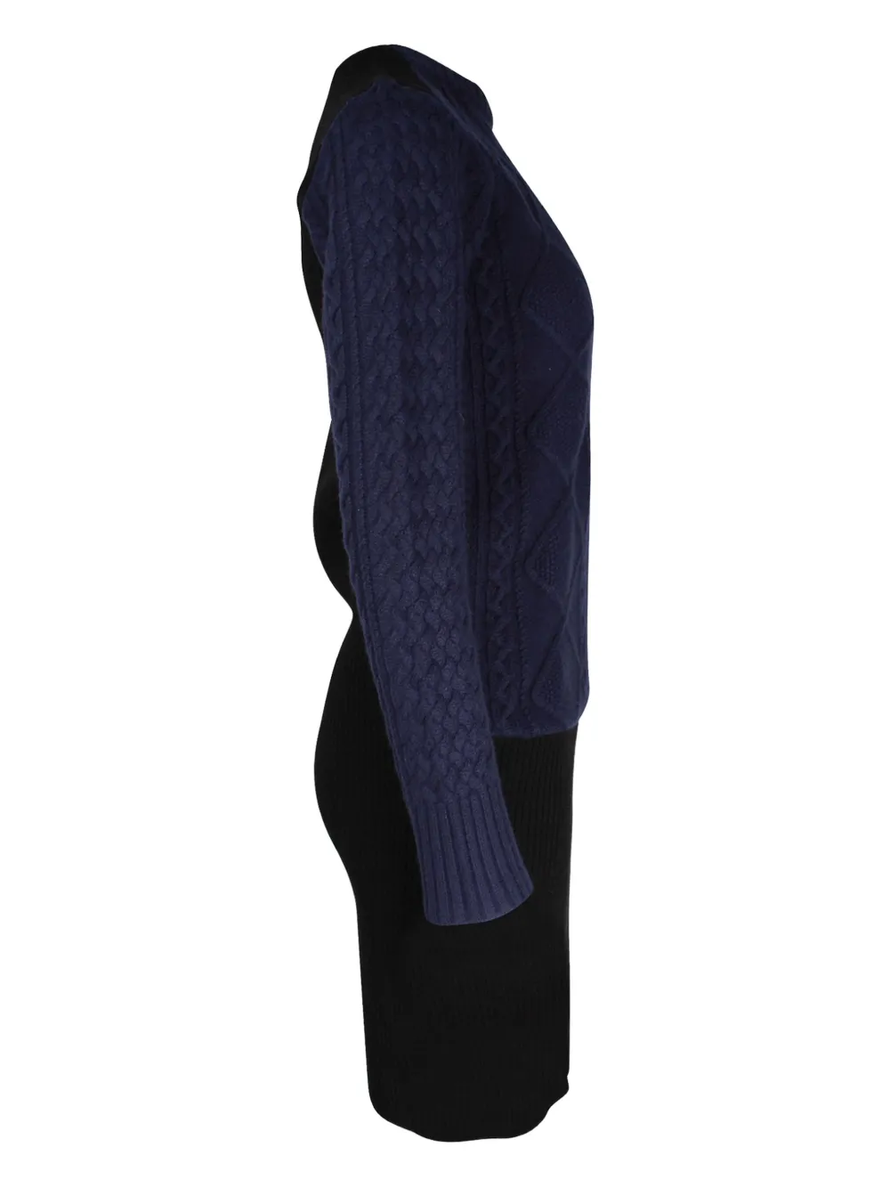 Pre-owned Sacai Textured-knit Side-slit Mini Dress In Black