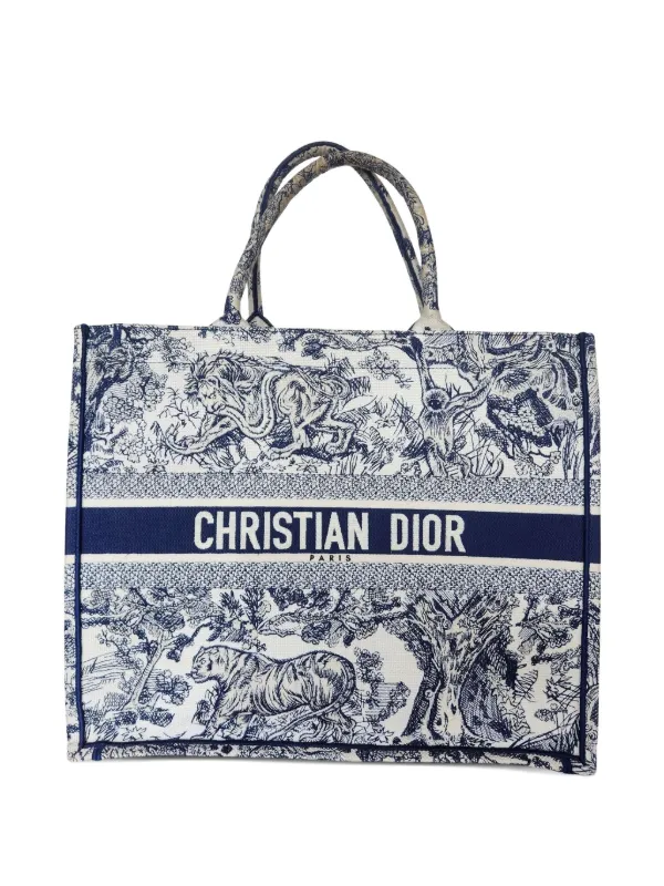 Christian Dior Pre-Owned Small Book Toile De Jouy Tote Bag | Blue