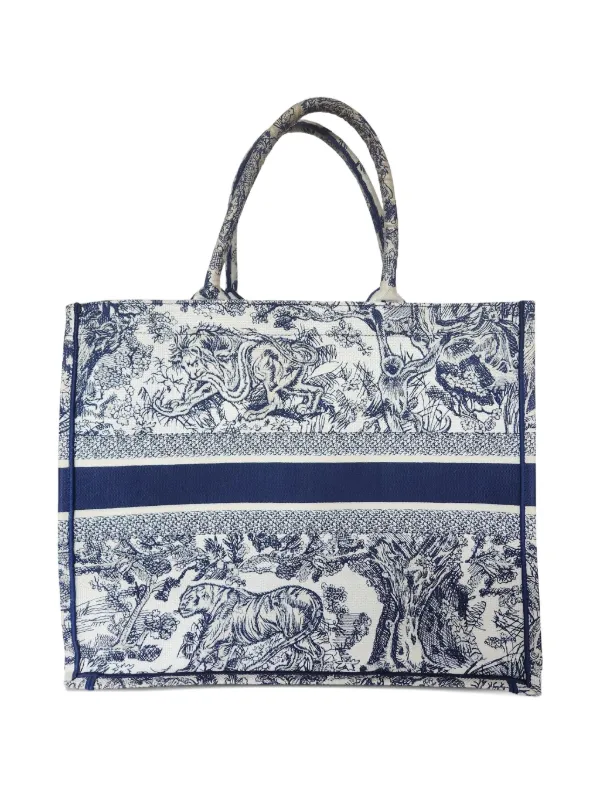 Christian Dior Pre-Owned Small Book Toile De Jouy Tote Bag | Blue