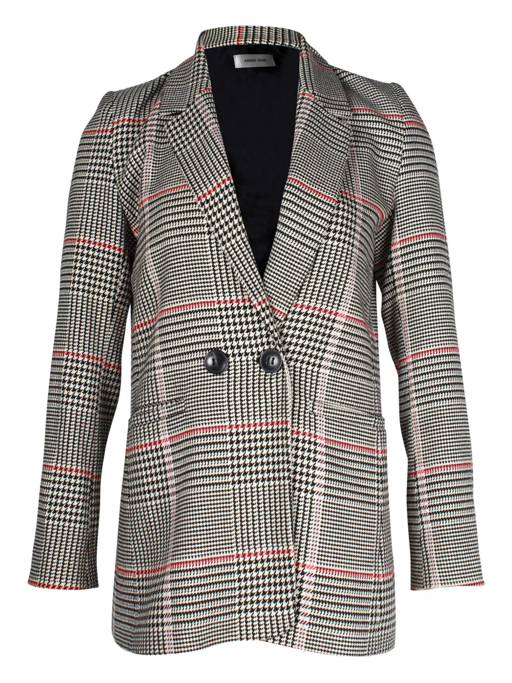 ANINE BING plaid-pattern double-breasted blazer | White | Image 1