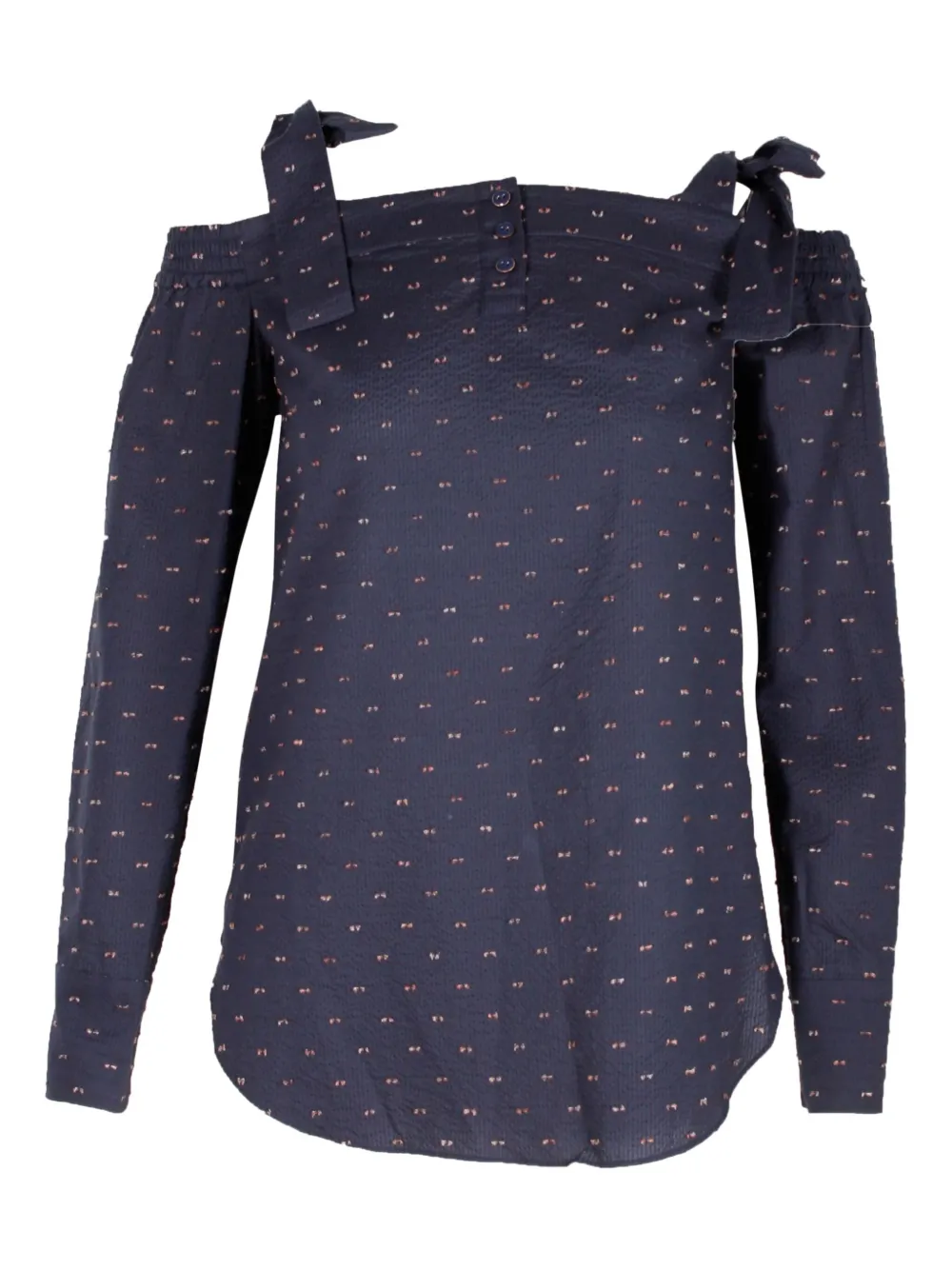 Saloni textured off-shoulder top | Blue | Image 1