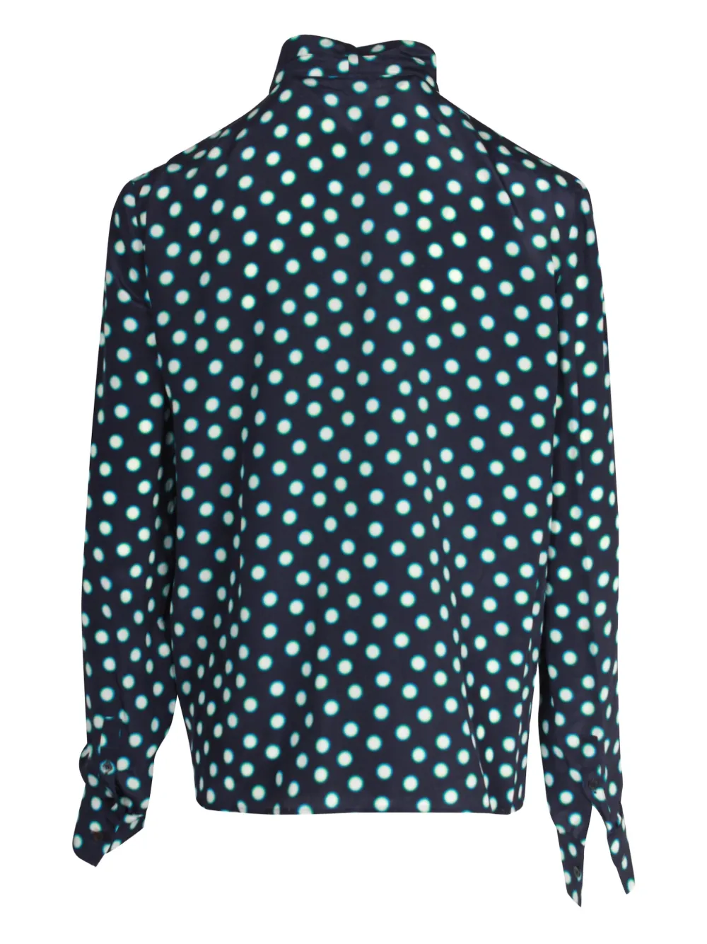 Pre-owned Miu Miu Polka-dot Long-sleeve Shirt In Blue