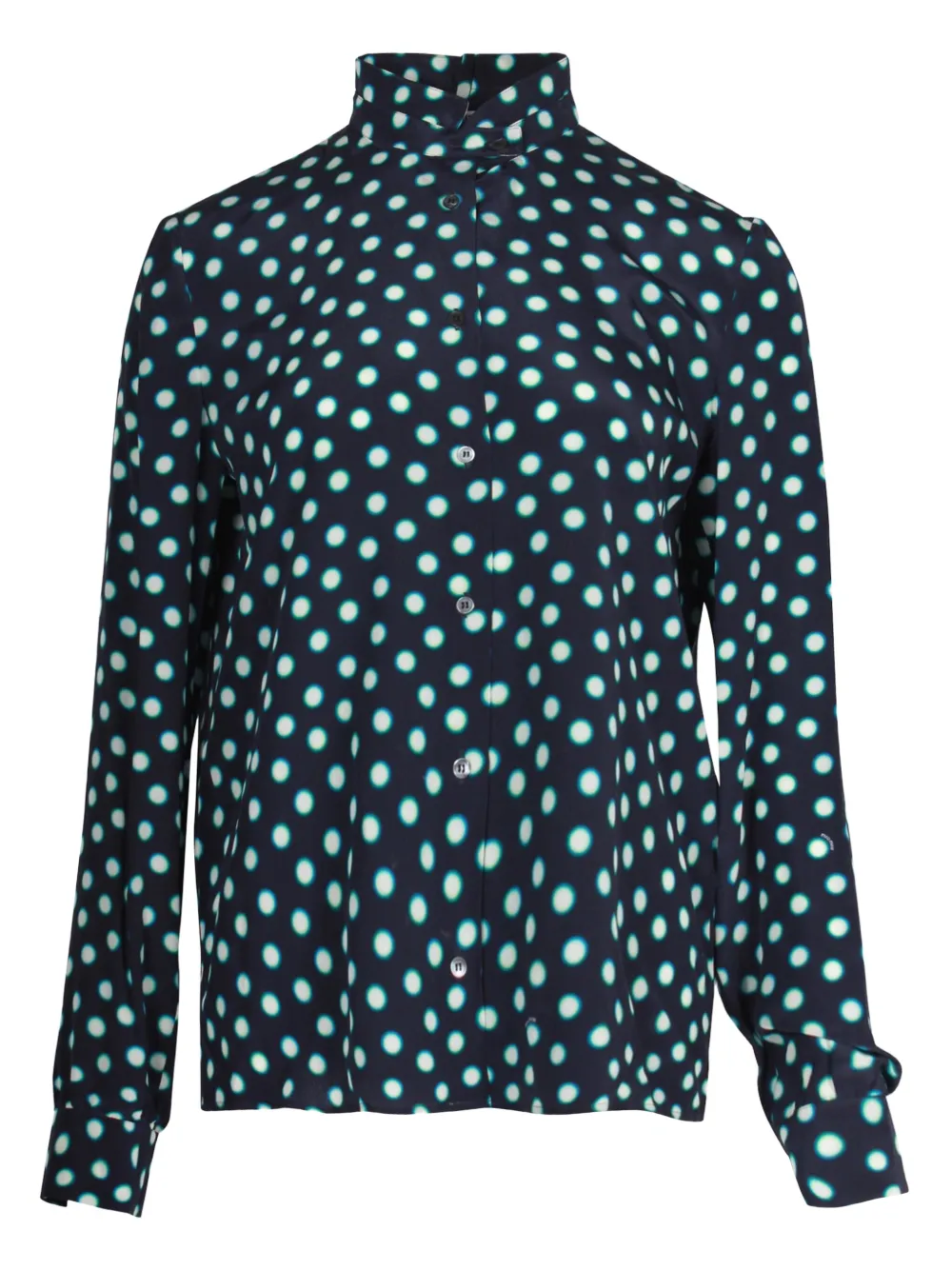 Pre-owned Miu Miu Polka-dot Long-sleeve Shirt In Blue
