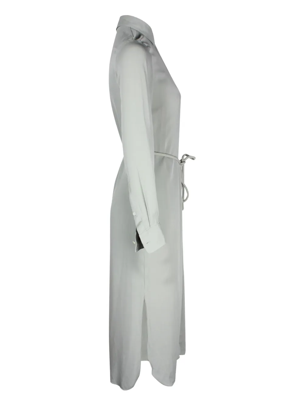 Pre-owned Theory Belted Midi Shirt Dress In Gray
