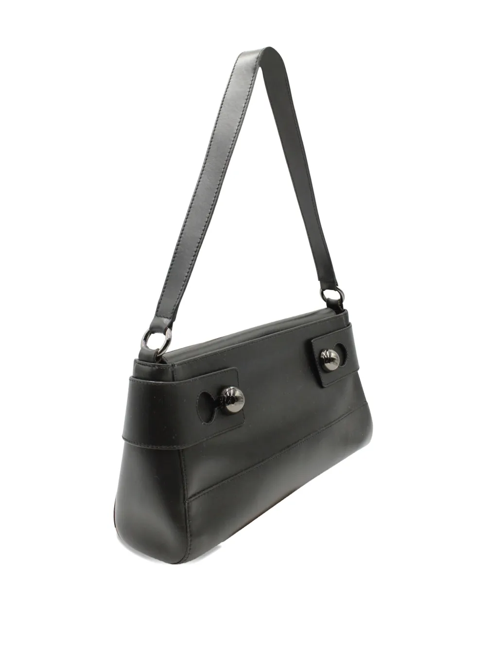 Pre-owned Furla Metal-embellished Leather Shoulder Bag In Black