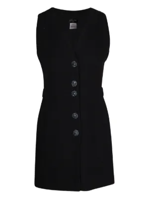 90s chanel black dress with chains 1990s Zandra Rhodes Black Silk Evening Dress With Gold Chain Print main image 0