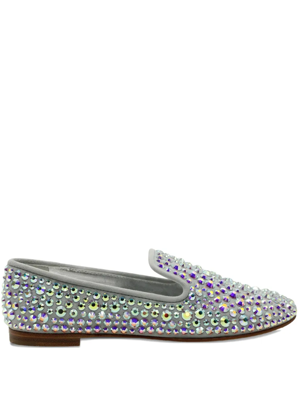 Pre-owned Giuseppe Zanotti Vintage Crystal-embellished Loafers In Gray