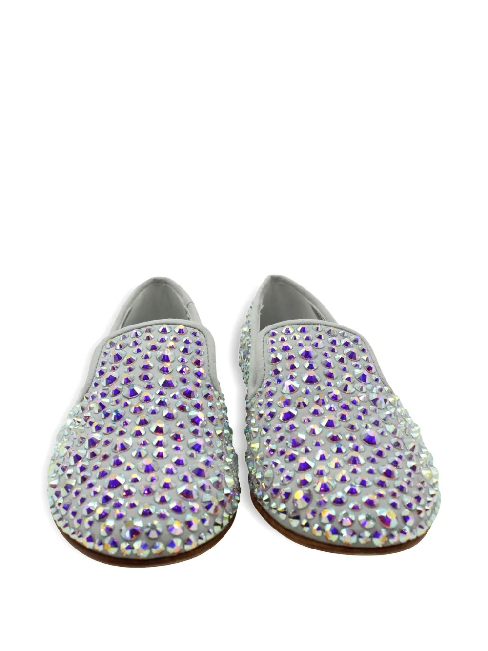 Pre-owned Giuseppe Zanotti Vintage Crystal-embellished Loafers In Gray