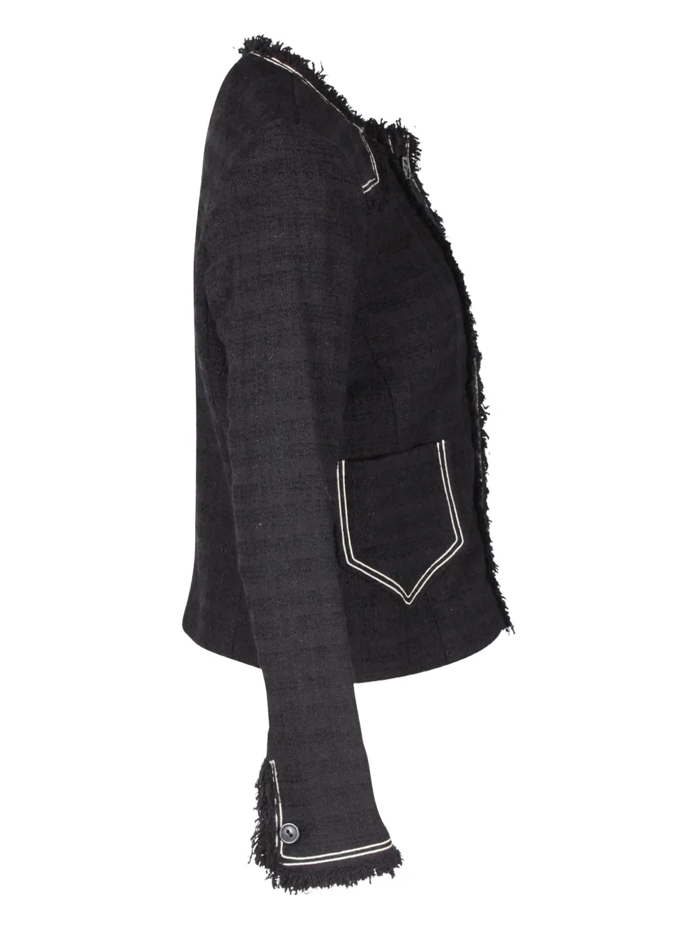 Pre-owned Isabel Marant Vintage Ferris Fringed Tweed Jacket In Black