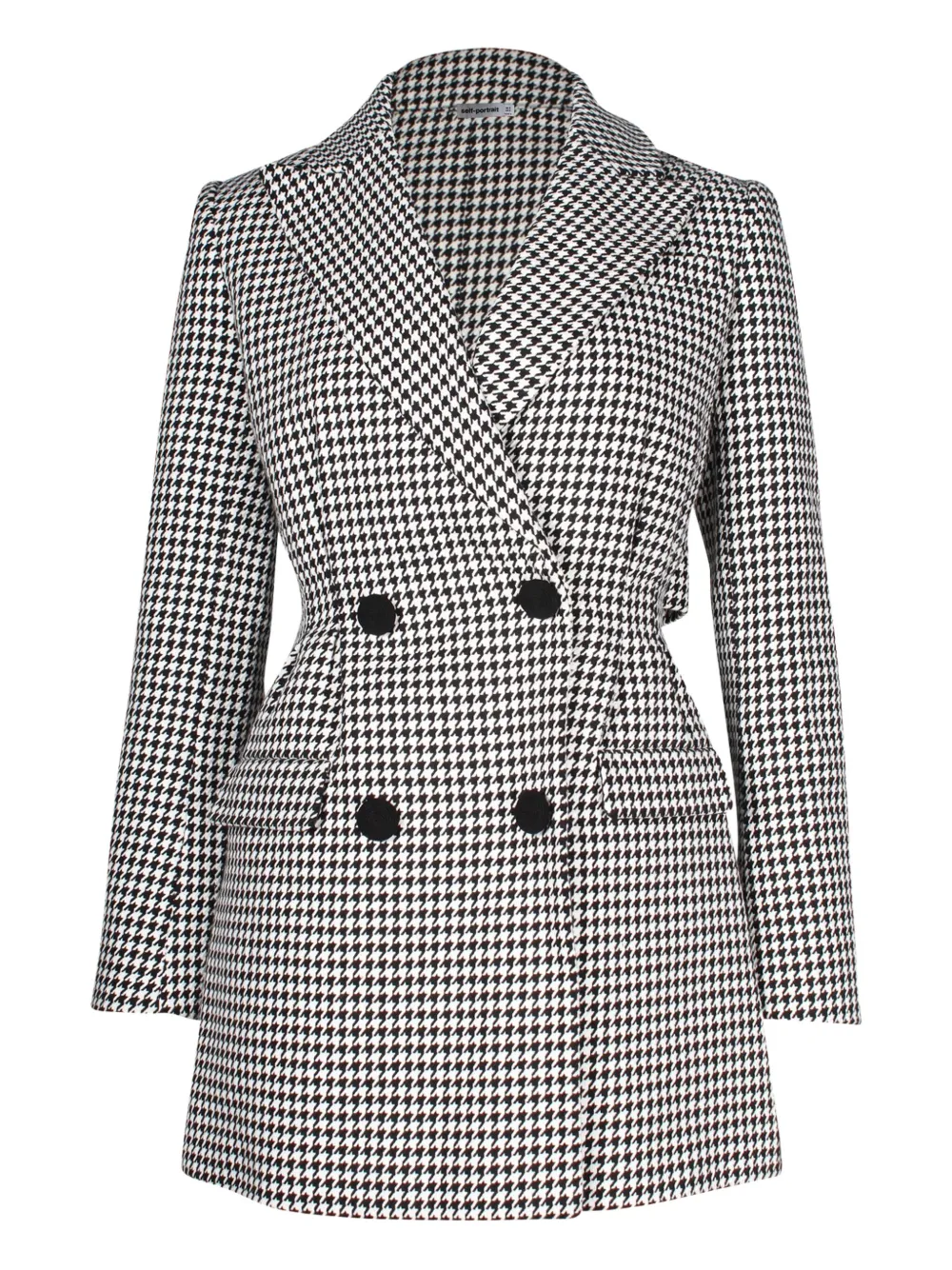 Self-Portrait 2022 houndstooth double-breasted dress | Black | Image 1