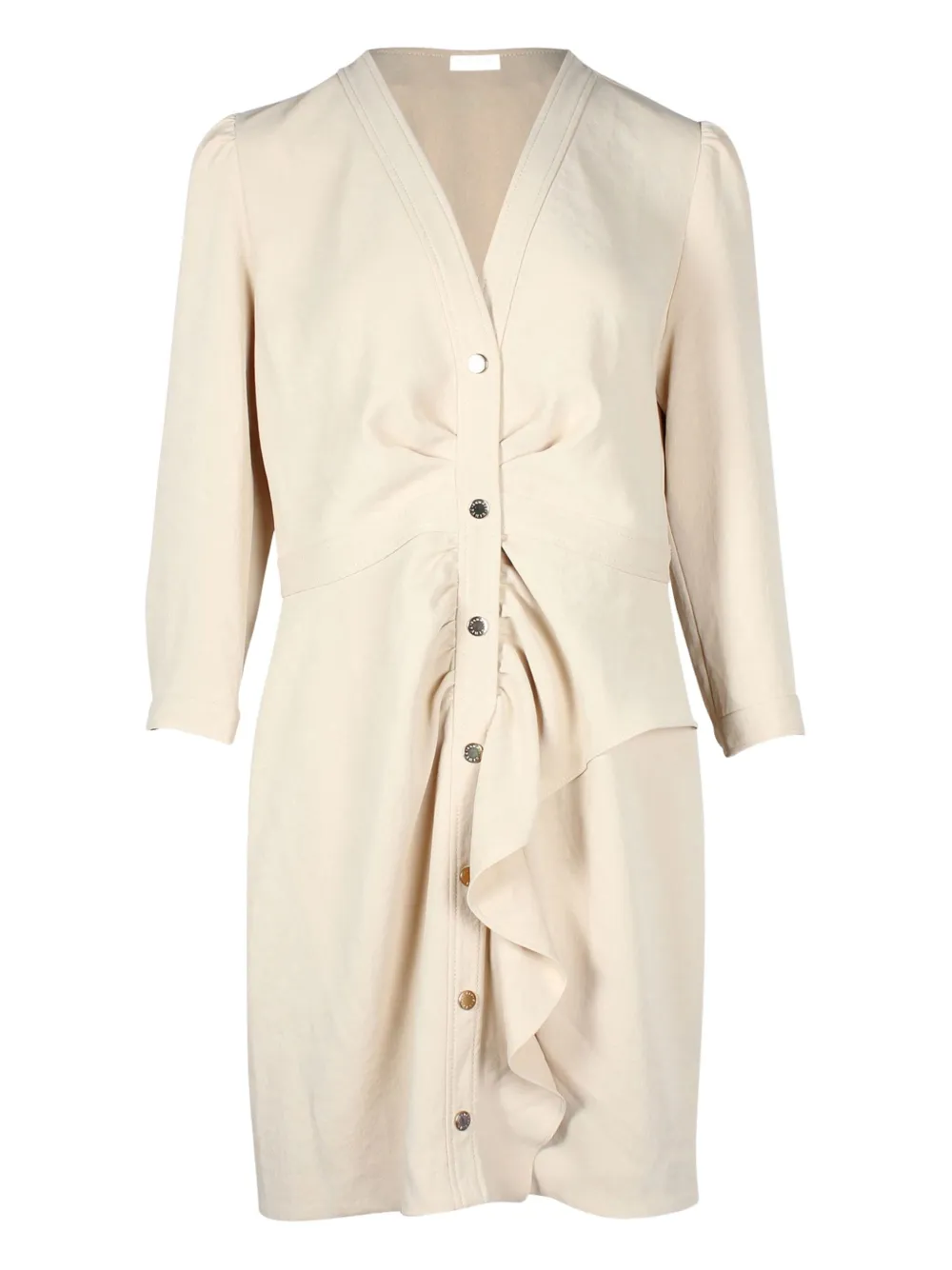 SANDRO v-neck ruched mini dress | Neutrals | Image 1