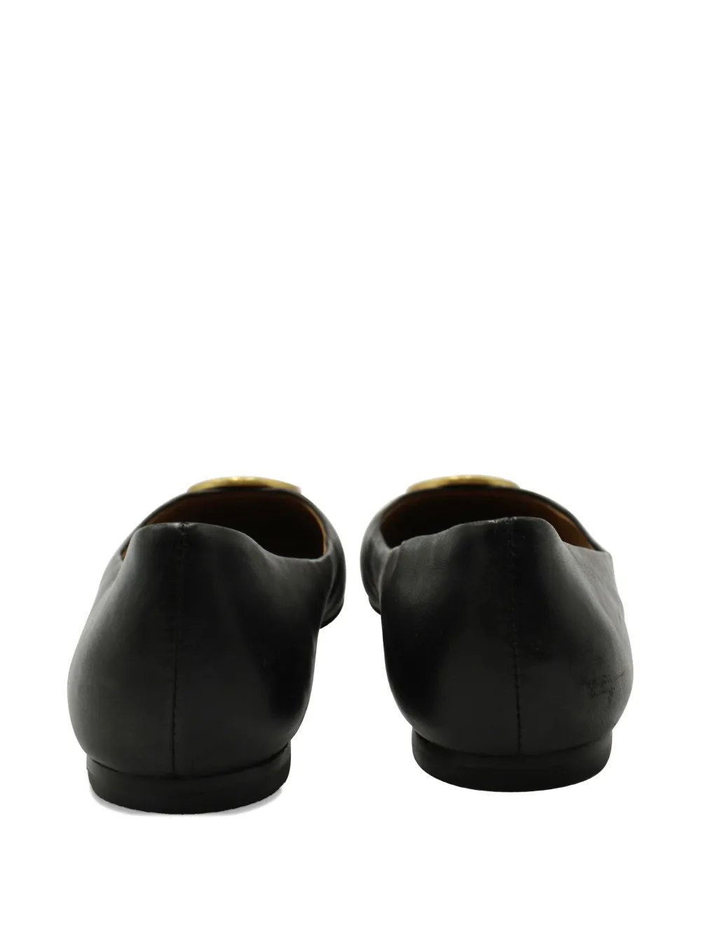 Pre-owned Tory Burch Logo-detail Ballet Flats In Black