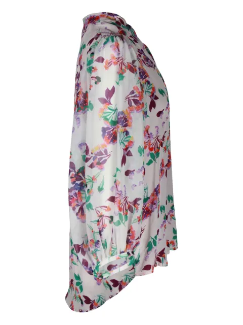 Saloni floral-print puff-sleeve blouse