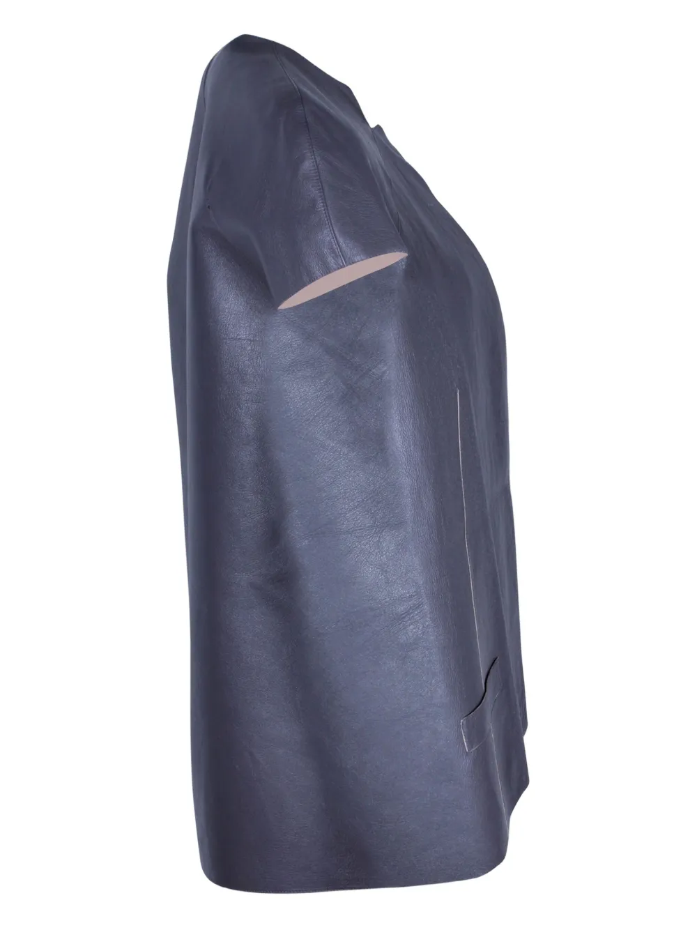 Pre-owned Marni Short-sleeve Leather Jacket In Gray