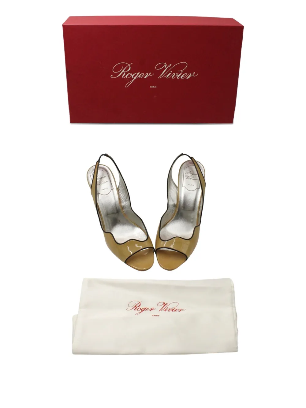 Pre-owned Roger Vivier Vintage Wavy Slingback Sandals In Yellow