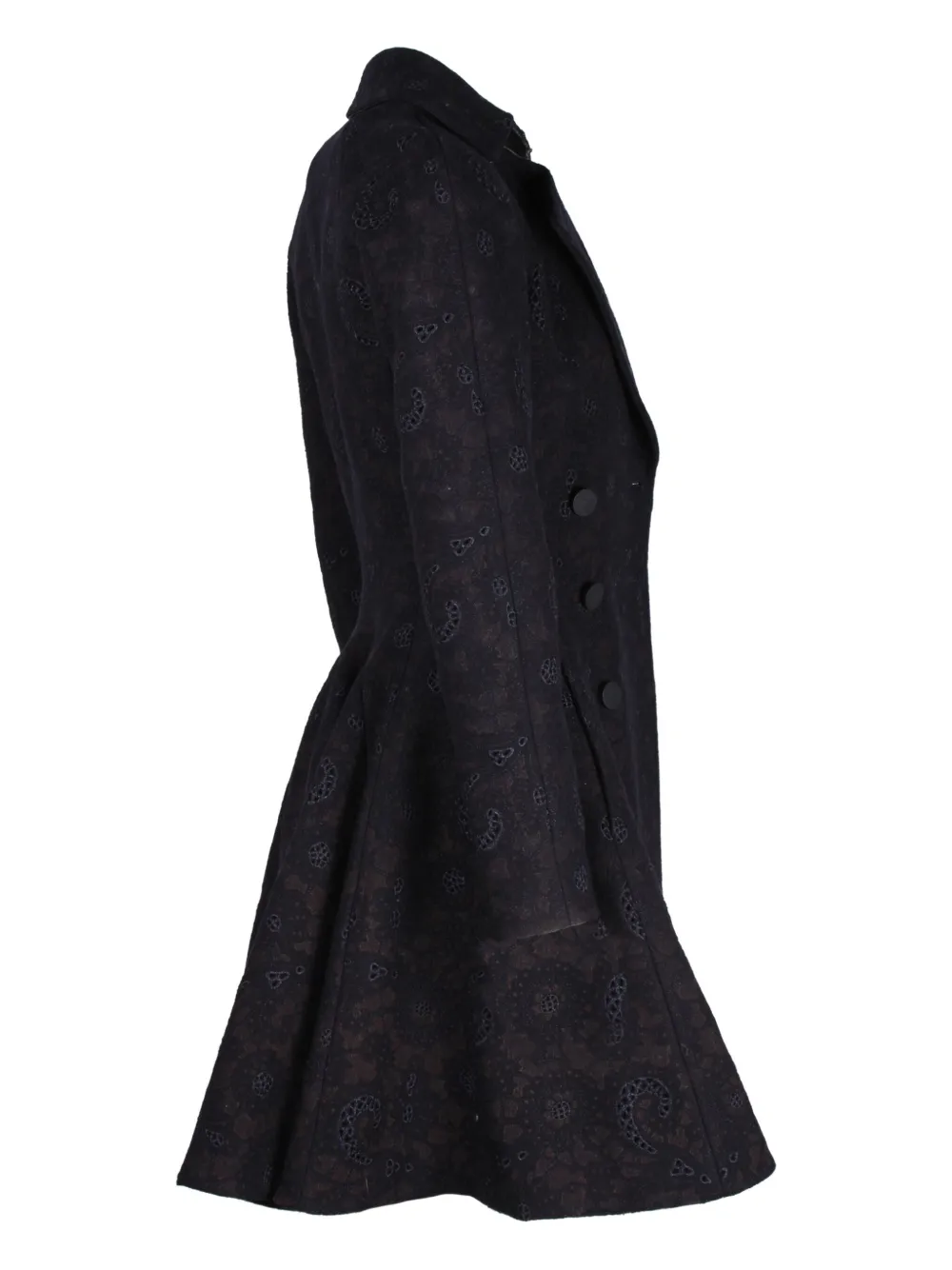 Pre-owned Alaïa Flared Printed Coat In Black