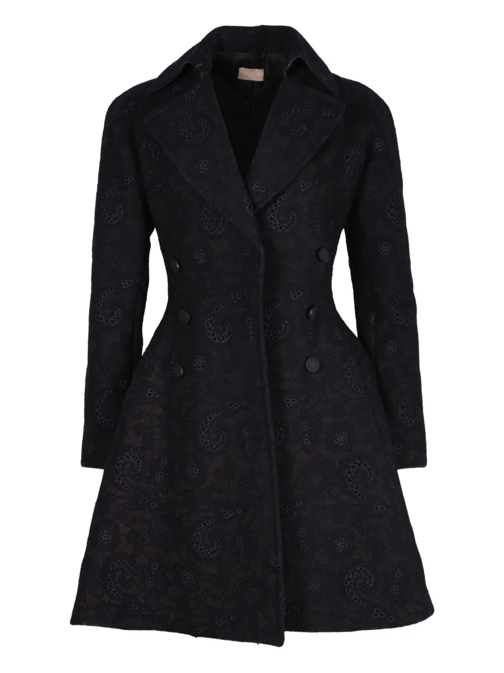 Pre-owned Alaïa Flared Printed Coat In Black