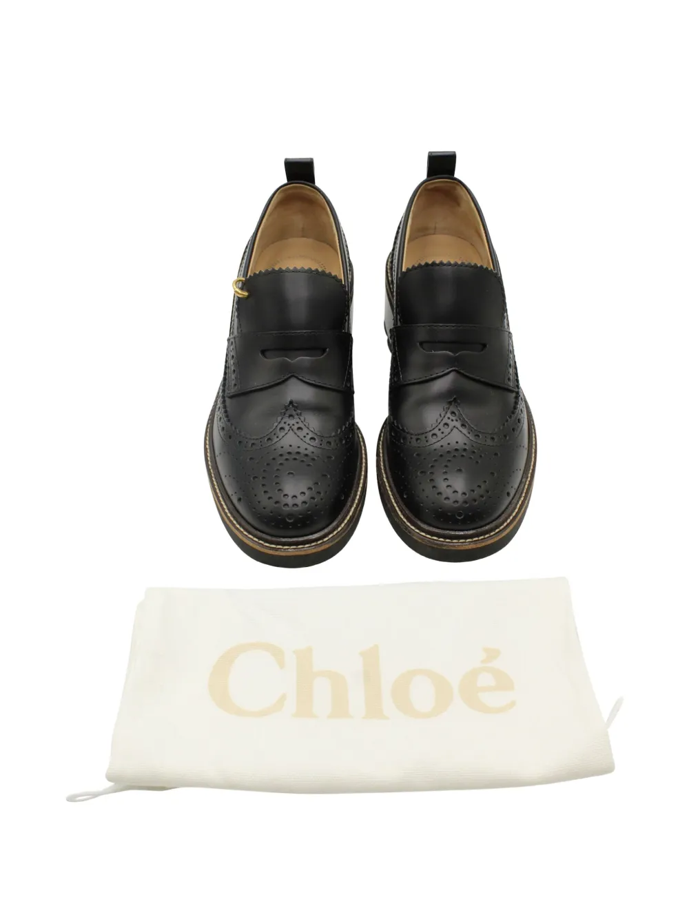Pre-owned Chloé Vintage Franne Penny Loafers In Black
