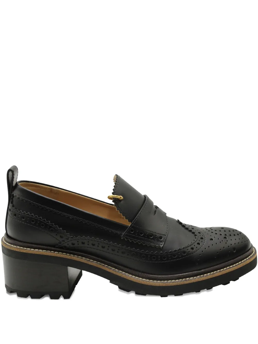 Pre-owned Chloé Vintage Franne Penny Loafers In Black