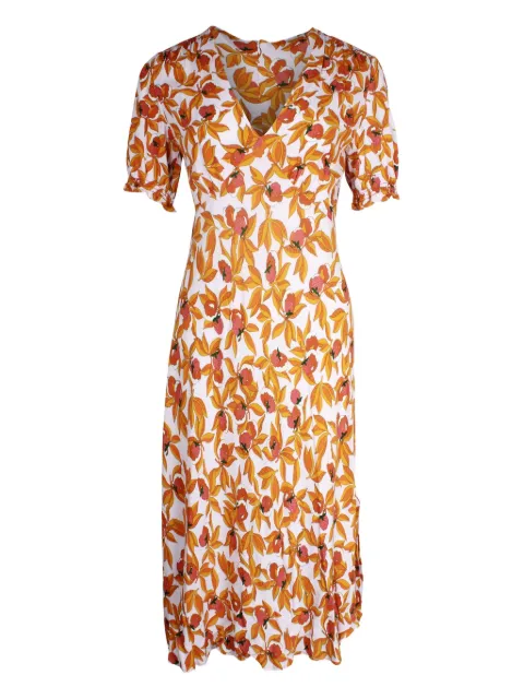 DVF Diane von Furstenberg robe mi-longue fleurie à manches bouffantes