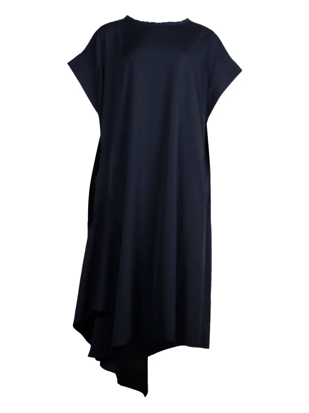 Pre-owned Yohji Yamamoto Asymmetric Midi Dress In Black