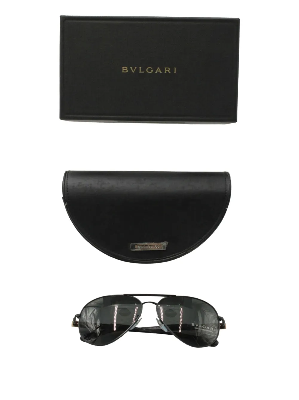 Pre-owned Bvlgari Pilot-frame Sunglasses In Black