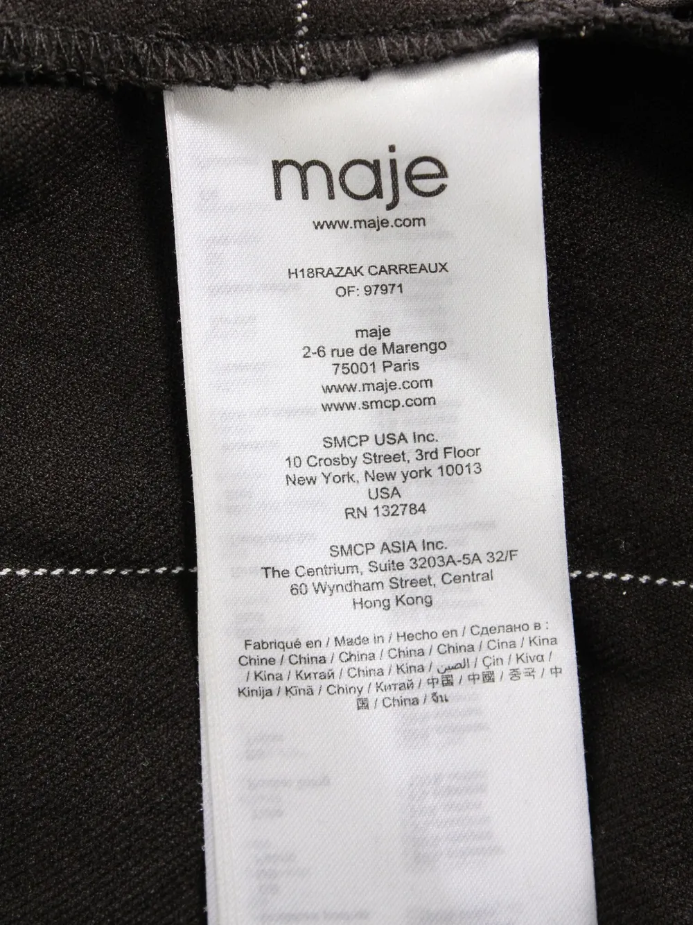 Pre-owned Maje Grid-print Belted Dress In Black