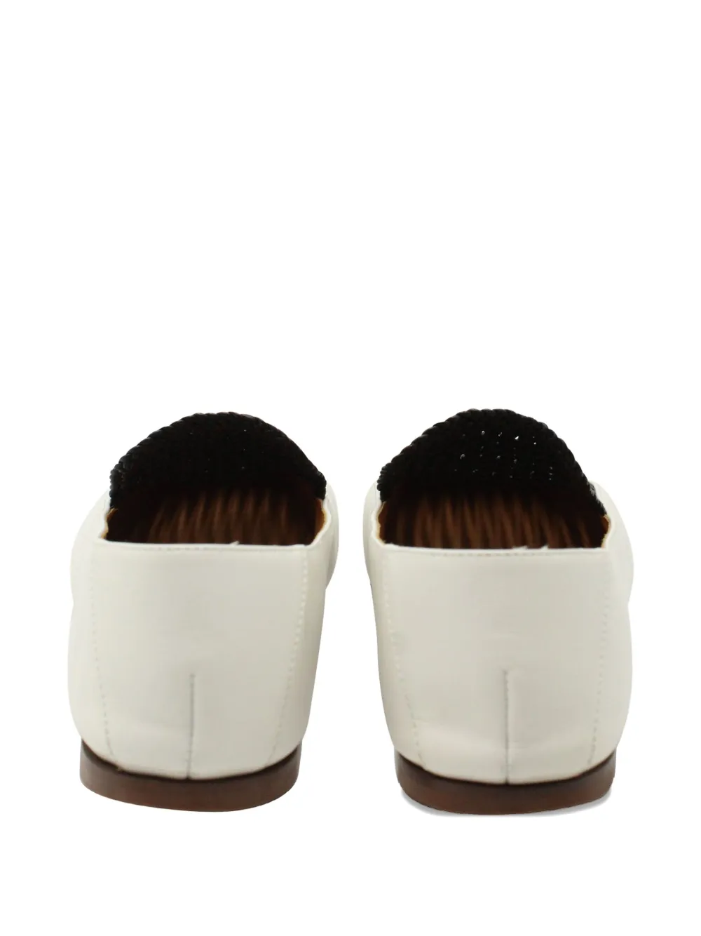 Pre-owned Chloé Vintage Woven-panel Loafers In Black