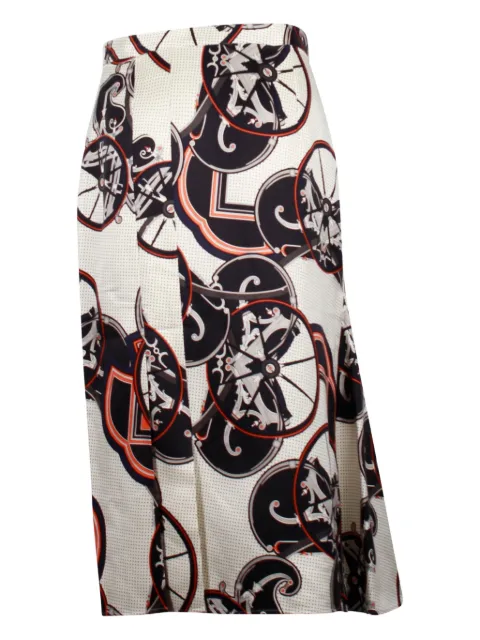 Hermès Pre-Owned wheel-print midi skirt