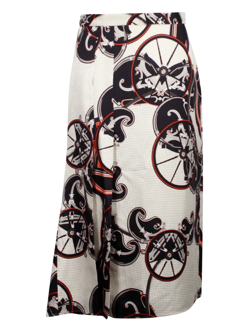 Hermès Pre-Owned wheel-print midi skirt - Wit