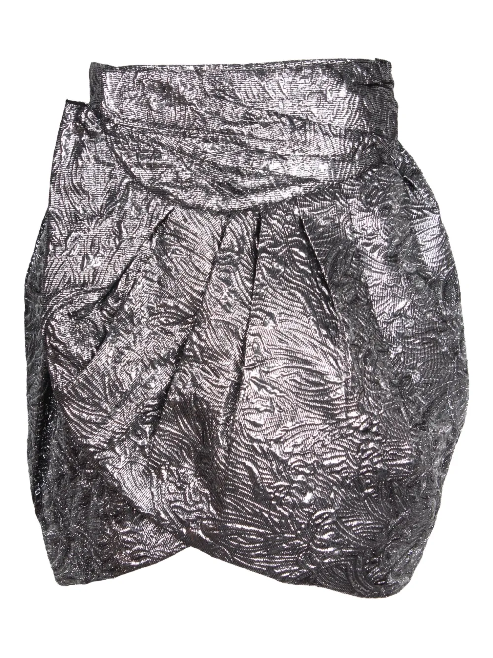 Pre-owned Isabel Marant Vintage Brocade-wrap Mini Skirt In Silver