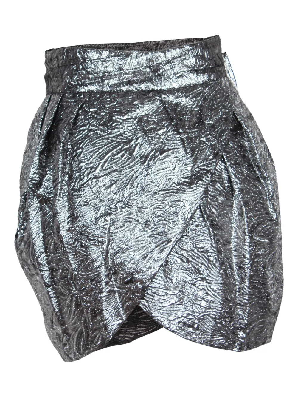 Pre-owned Isabel Marant Vintage Brocade-wrap Mini Skirt In Silver