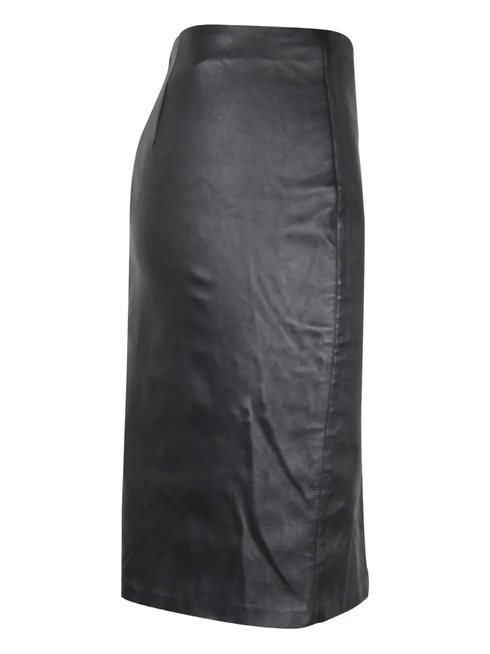 Pre-owned Diane Von Furstenberg Leather Midi Skirt In Black