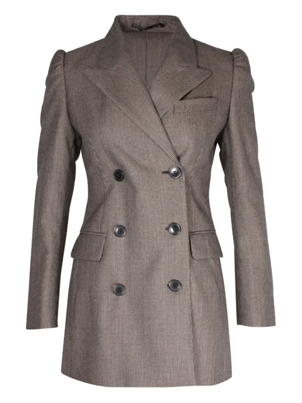 dries van noten ブラウン　チェック　ジャケット　ダブル Dries Van Noten Pre-Owned チェック ダブルジャケット | ブラウン