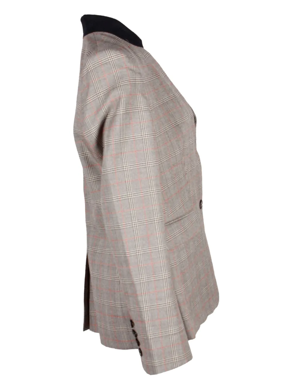 Pre-owned Stella Mccartney Checked Stand-collar Blazer In Brown