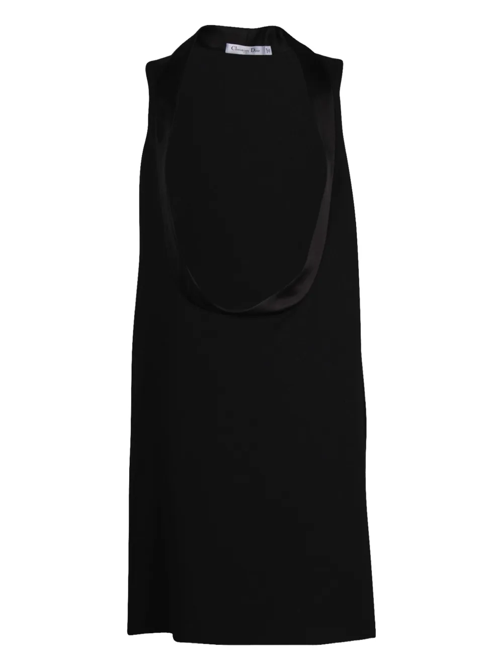 Pre-owned Dior Scoop-neck Wool Midi Dress In Black