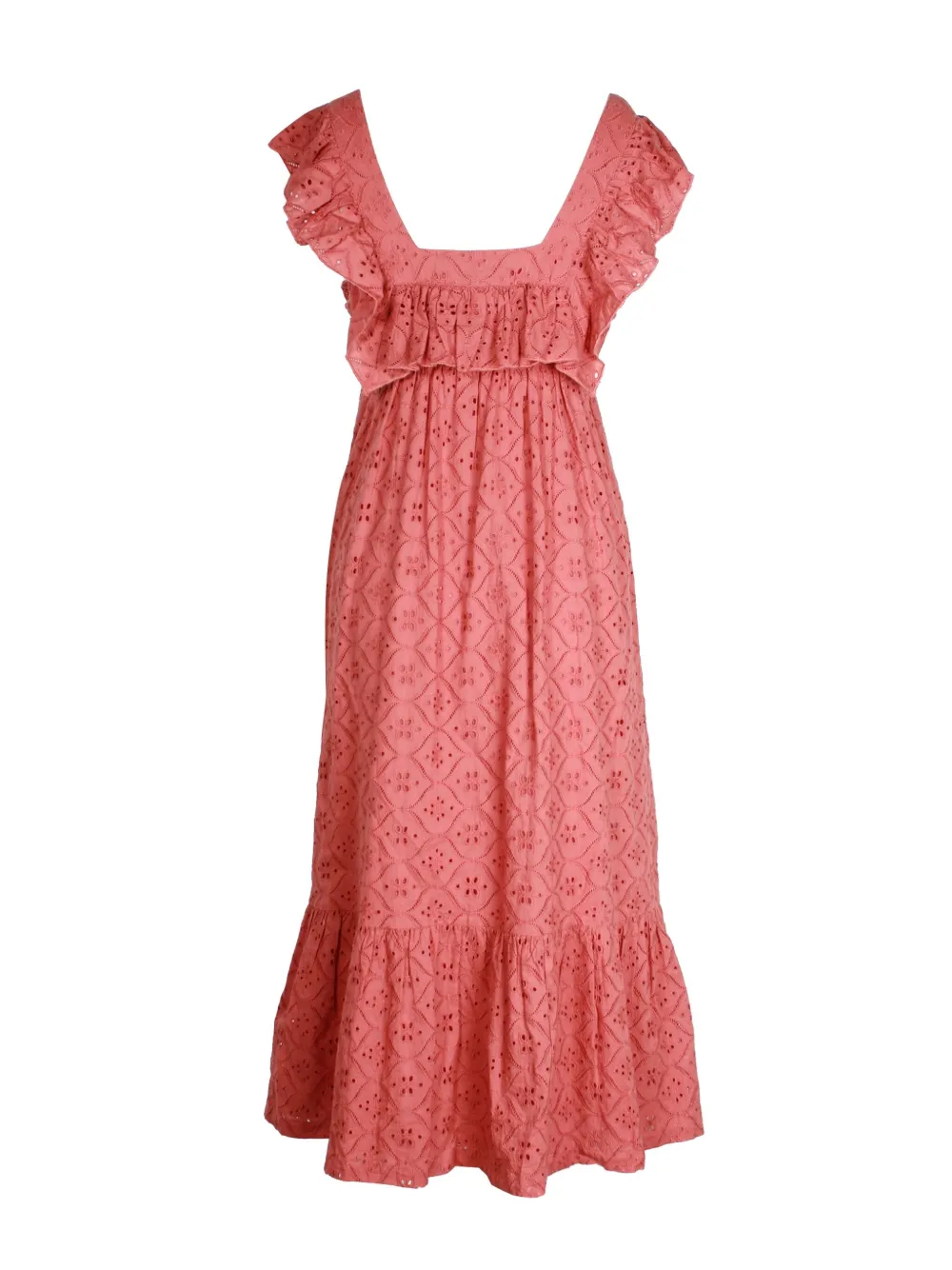 Ba&Sh broderie anglaise ruffle midi dress - Roze